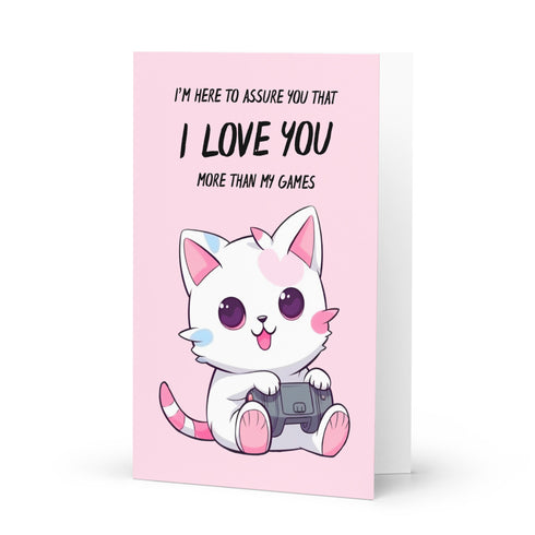 Cute Gamer Cat Valentine's Day Greeting Card